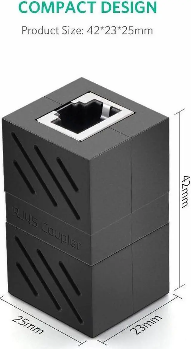 Alt view image 4 of 7 - Female to Female Network LAN Connector Adapter Coupler Extender RJ45 Ethernet Cable Extension Converter for Cat7 Cat6 Cat5e(Black)