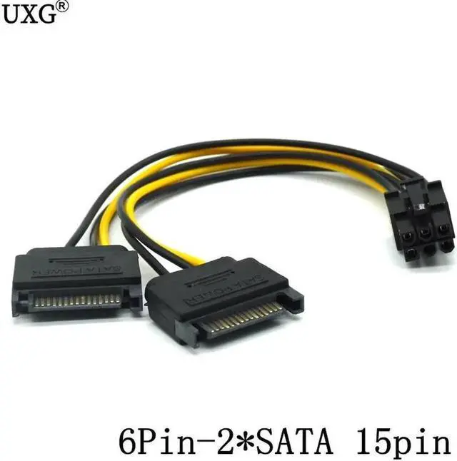 Alt view image 2 of 5 - Power Cable 15 Pin 8pin Female To 6 Pin Male PCI EXPRESS PCI-E Graphics Converter Adapter Video Card Power Cable Cord