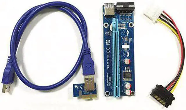 Alt view image 3 of 5 - PCI-E to PCI Express 1x to 16x Extender Riser video external graphics Card Adapter 6Pin Power Cable for Bitcoin BTC ng
