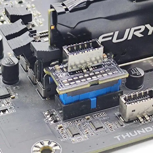 Alt view image 3 of 4 - USB 3.0 Internal 19 Pin Header to USB 3.1 Type-C (20 Pin) Key E Adapter Card for USB Type-C Port