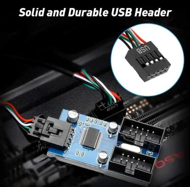 Alt view image 5 of 6 - Motherboard USB 2.0 9pin Header 1 to 2 Extension Hub Splitter Adapter - Converter MB USB 2.0 Female to 2 Female - 30CM Cable USB 9-pin Internal Cable 9 pin Connector Adapter Port Multiplier