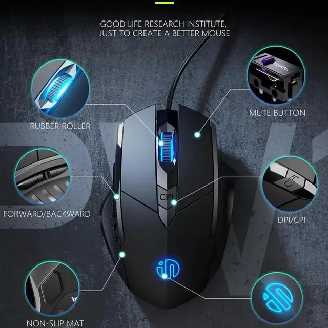 Alt view image 2 of 7 - Wired Gaming Mouse, 6 Button Ergonomic Wired USB Computer Mouse Gamer Mice Silent Mause 4000DPI Optical Mouse for PC Laptop Computer