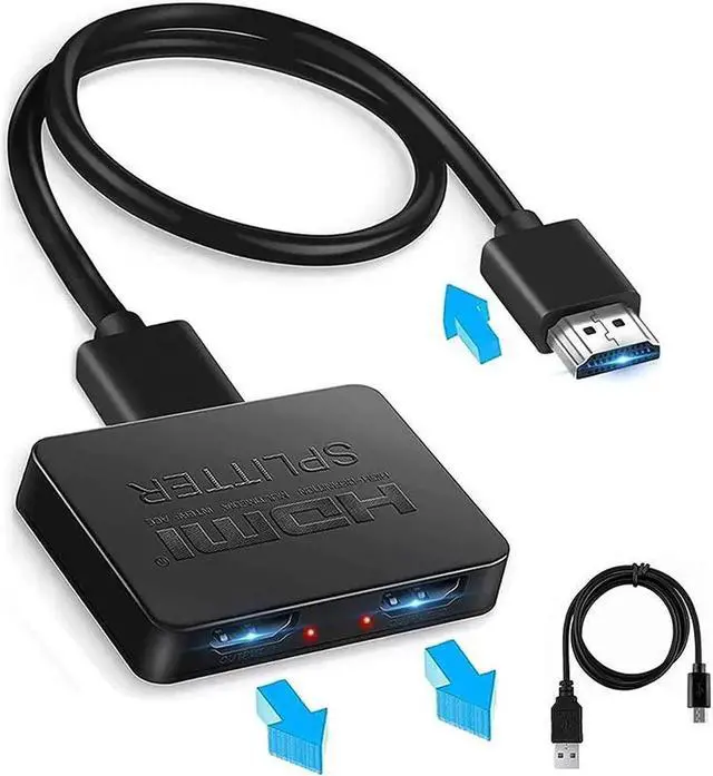 Main image of HDMI Splitter 1 in 2 Out, 4K HDMI Splitter for Dual Monitors Duplicate/Mirror Only, 1x2 HDMI Splitter 1 to 2 Amplifier for Full HD 1080P 3D with HDMI Cable (1 Source onto 2 Displays)
