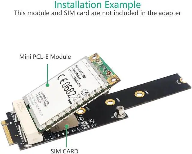 Alt view image 5 of 5 - PCI-E to M.2 NGFF Adapter M Key Converter Card Modulewith SIM Card Slot for Computer Wireless Converter WiFi/WWAN/LTE