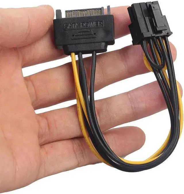 Alt view image 2 of 3 - 15Pin SATA Male To 8pin(6+2) PCI-E Male Video Card Power Supply Adapter Cable 1.18 P35