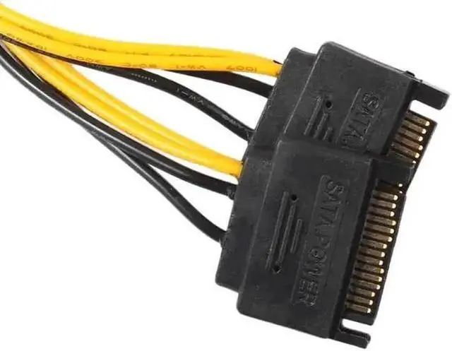 Alt view image 5 of 5 - Dual 15 Pin SATA Male to PCIe 8Pin(6+2) Male Power supply Adapter Cable High Quality 18AWG wire for Graphics Video Card