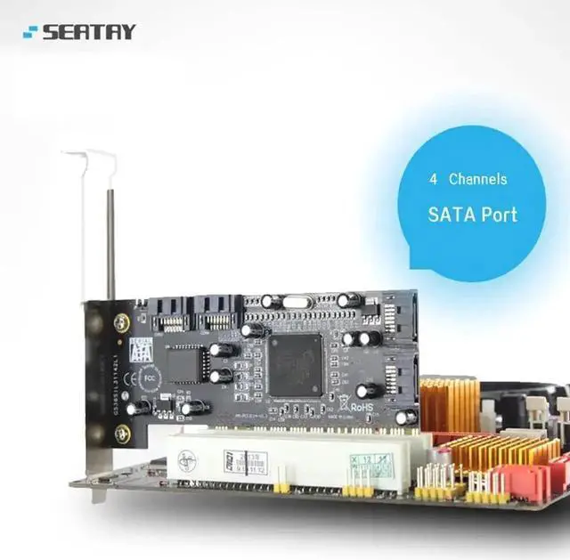 Alt view image 3 of 5 - add on Card PCi Internal Ports Raid Controller card 4Port with Sil 3114 Chipset Compliant with revision 2.2 sata cable