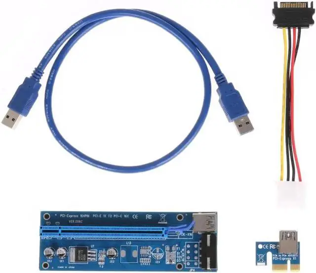 Alt view image 3 of 5 - 1X 4x 8x 16x Extender Riser USB 3.0 Riser Card Express Adapter SATA molex 15pin to 6pin 8pin Power Cable for Mining