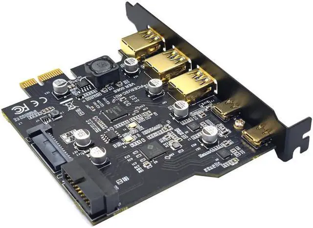 Alt view image 6 of 6 - Type C USB 3.2 Gen2 PCIE Card Hub USB 3.0 PCI Express Board PCI-E PCI E USB 3 Adapter Multiplier USB3 3.1 Controller Riser Cards