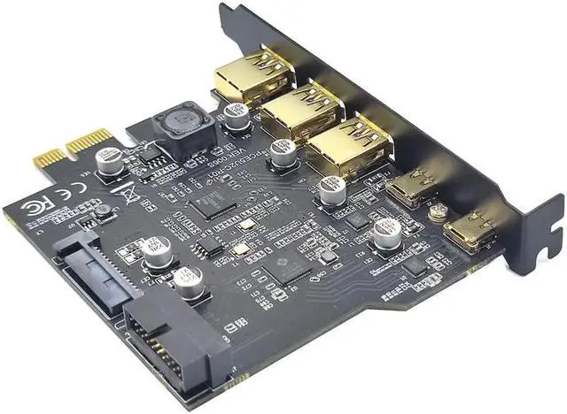 Alt view image 2 of 6 - Type C USB 3.2 Gen2 PCIE Card Hub USB 3.0 PCI Express Board PCI-E PCI E USB 3 Adapter Multiplier USB3 3.1 Controller Riser Cards