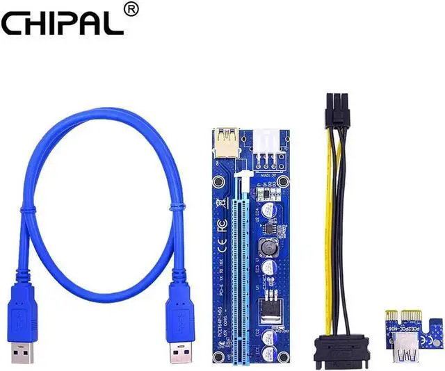 Main image of Golden VER009S PCI-E Riser Card 009S PCIE PCI Express 1X to 16X Adapter 100CM 60CM USB Cable 6Pin Power for Miner Mining