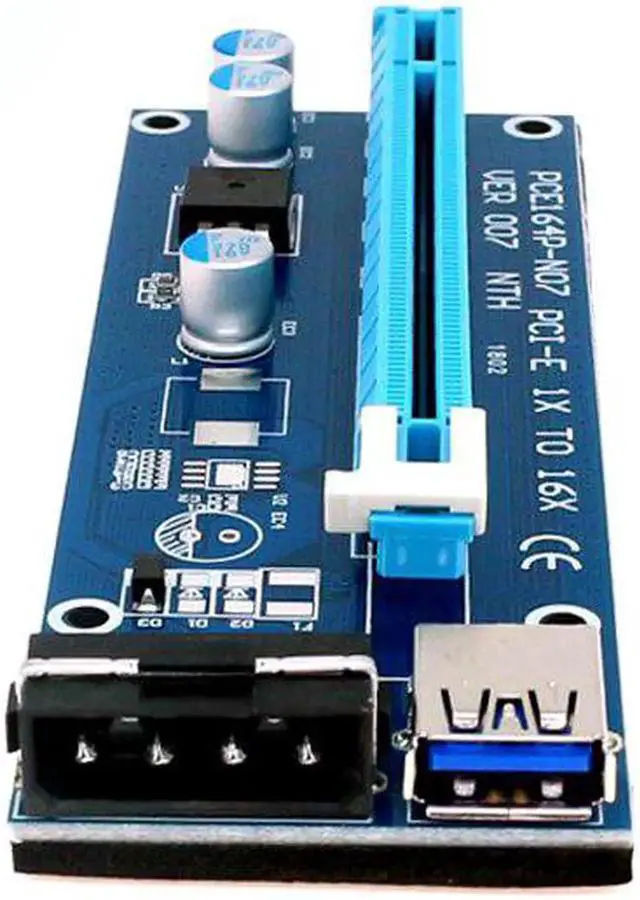 Alt view image 3 of 5 - Riser Card PCI Express X1 to X16 Adapter 0.6M USB 3.0 Cable SATA 4Pin Power for Mining Bitcoin Miner