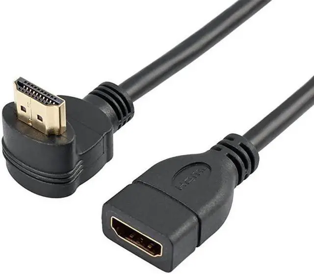Alt view image 4 of 4 - HDMI Extension Cable High Speed 90Degree Angle HDMI Male to Female Extension Wire Cord HDMI Extender Gold Plated Plugs Black 05FT