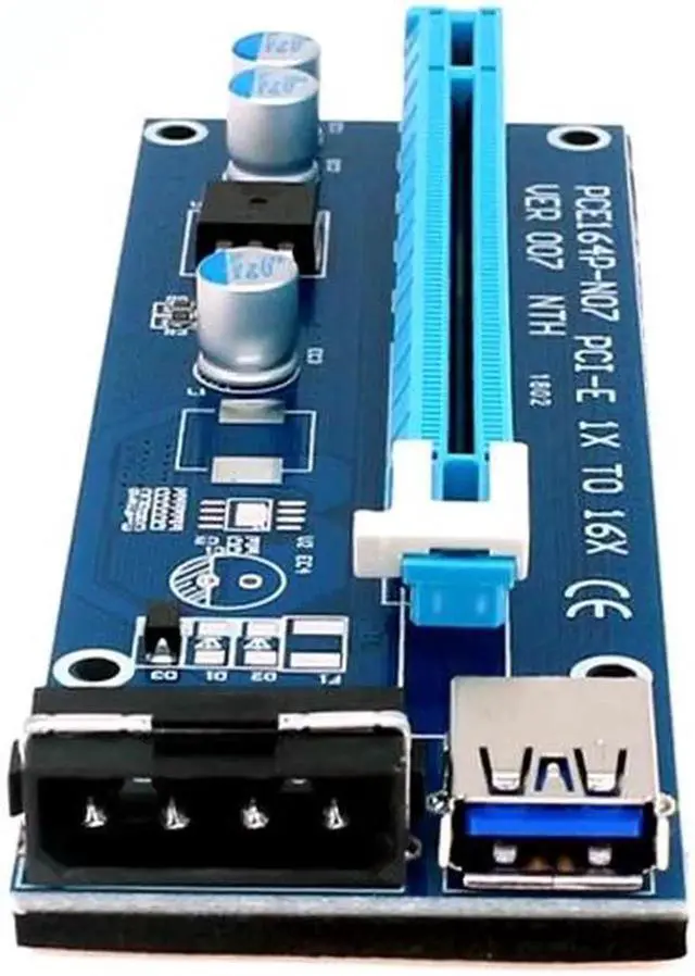 Alt view image 5 of 5 - Riser Card 60CM USB 3.0 Cable PCI Express 1X to 16X Extender PCIe Adapter for Bitcoin Miner Mining