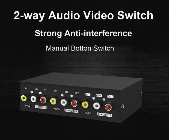 Alt view image 6 of 6 - AV RCA Switch Box, AV Switcher Composite Video L/R Audio Selector Box for DVD STB Game Consoles (2 in 1 out)