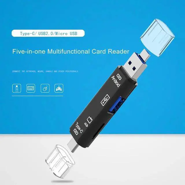 Alt view image 5 of 5 - 5 in 1 USB 3.0 Type C / USB / Micro USB TF Memory Card Reader OTG Adapter Connector High Speed Memory Card Reader PCI-E Riser