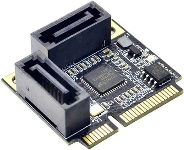 Alt view image 5 of 5 - 2 Ports Mini PCI-E PCI Express to SATA 3.0 adapter Converter Hard Drive Extension Card Add On Cards for Windows Mac Linux OS