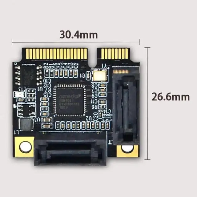 Alt view image 3 of 5 - 2 Ports Mini PCI-E PCI Express to SATA 3.0 adapter Converter Hard Drive Extension Card Add On Cards for Windows Mac Linux OS