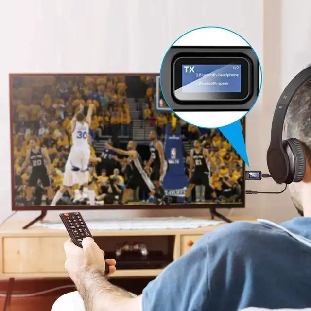 Alt view image 5 of 7 - USB Bluetooth 5.0 Audio Transmitter Receiver with LCD Display, 2 in 1 Portable Visualization Bluetooth Adapter,3.5MM Wireless Bluetooth Adapter for PC,TV,Wired Speaker,Headphones and Car