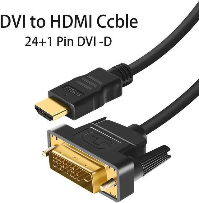 Alt view image 6 of 7 - HDMI to DVI Cable, 10 Feet HDMI Male to DVI(24+1) Male Cable, Gold Plated HDTV to DVI Cable, Support 1080P, 3D, for Raspberry Pi, Roku, Xbox One, Blue-ray, Nintendo Switch (10ft / 3M)