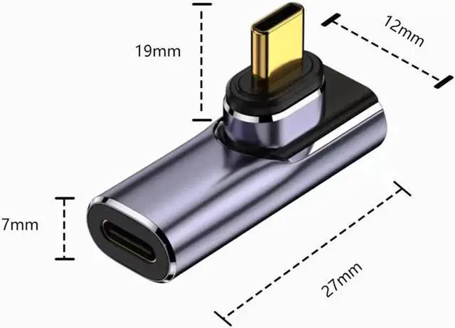 Alt view image 7 of 7 - [2 PACK] 140W Magnetic 90 Degree USB C Adapter, Right Angle USB-C Male to USB-C Female 40Gbps Connector for Mac-Book Pro/Air, Tablet, Laptop, Mobile Phone and More Type C Devices