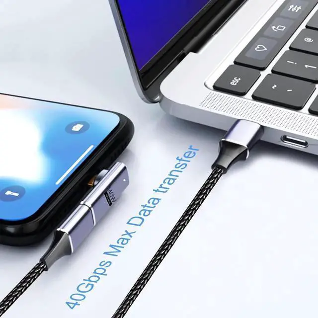 Alt view image 5 of 7 - [2 PACK] 140W Magnetic 90 Degree USB C Adapter, Right Angle USB-C Male to USB-C Female 40Gbps Connector for Mac-Book Pro/Air, Tablet, Laptop, Mobile Phone and More Type C Devices