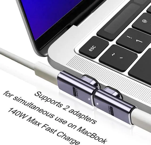 Alt view image 6 of 7 - [2 PACK] 140W Magnetic 90 Degree USB C Adapter, Right Angle USB-C Male to USB-C Female 40Gbps Connector for Mac-Book Pro/Air, Tablet, Laptop, Mobile Phone and More Type C Devices