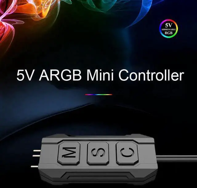 Alt view image 6 of 7 - Wireless IR Remote 5V RGB Controller,5V 3 Pin to SATA AURA RGB Controller for Computer PC Cooling Fan,LED Strip,Case Fan Addressable RGB ,Water Coolers Radiators Fans