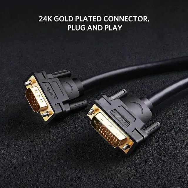 Alt view image 3 of 7 - DVI 24+5 (DVI-I) Male to VGA Male Cable Support 1080P Full HD from Laptop, PC Host, Graphics Card to Monitor display or projector -3.3FT