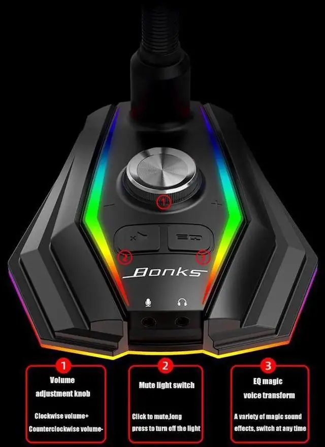 Alt view image 4 of 7 - USB Microphone HD Sound Card With Speaker Headset Jack Free Drive Noise Reduction Rotate Receiver For Computer Mobile Phone