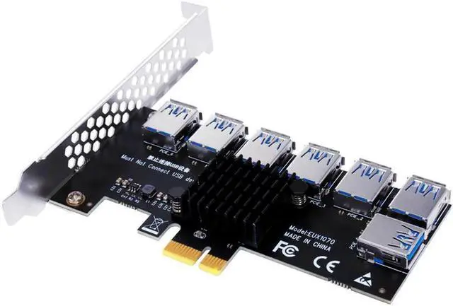 Main image of PCIE 1 To 7 Riser PCIE Port Multiplier USB3.0 Riser PCI Express X16 Adapter PCI-E 1X To 16X Card Riser For Video Card BTC Mining
