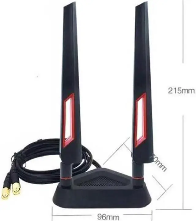 Main image of 2.4GHz 5GHz Dual Band 10 dBi WiFi Antenna, Omni SMA WiFi Antenna Magnetic Base with (200cm/6.66ft )Extension Cable Black/Red