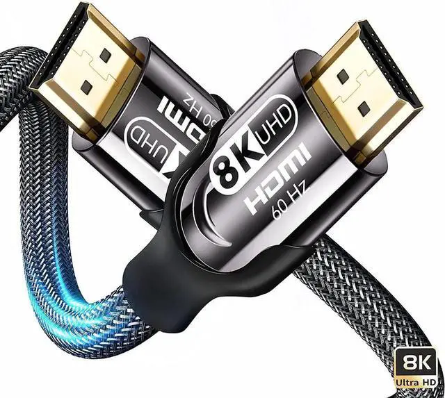 Main image of 8K HDMI 2.1 Cable 10 FT / 3M, 48Gbps High Speed Braided Cord 8K@60Hz 4K@120Hz HDCP 2.2 2.3 HDR 10 ARC & CL3 Rated Compatible with Monitor, TV, PS5, Xbox