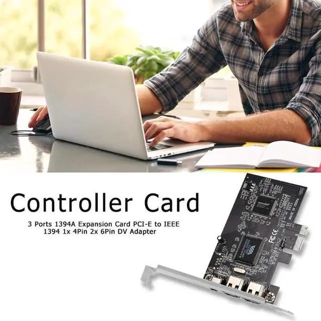 Alt view image 2 of 5 - 3 Ports 1394A Expansion Card PCI-E 1X to IEEE 1394 DV Video Adapter 1x 4Pin 2x 6Pin Controller for Desktop PC
