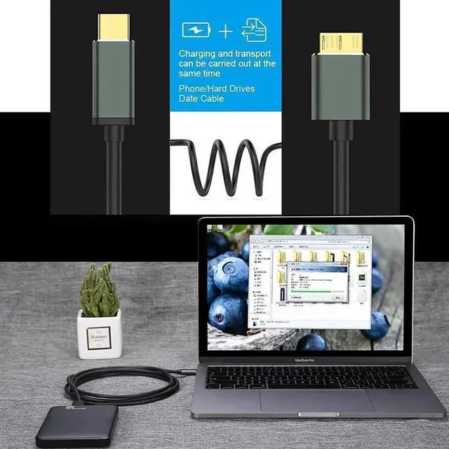 Alt view image 7 of 7 - USB C to Micro B Hard Drive Cable, 3.3ft/1M USB C Male to Micro USB Sync Cord and Wire for Portable External Hard Drives like My Passport, WD Elements,Seagate Expansion,Toshiba,Samsung M3 /Galaxy S5