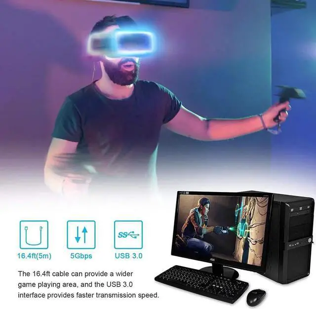 Alt view image 3 of 7 - USB C to USB A USB 3.0 Cable, Oculus Link 4M for Oculus Quest 2 and Quest, Super Fast USB 3.1 Charging and Data Transfer, Compatible with Type C Devices (4M)