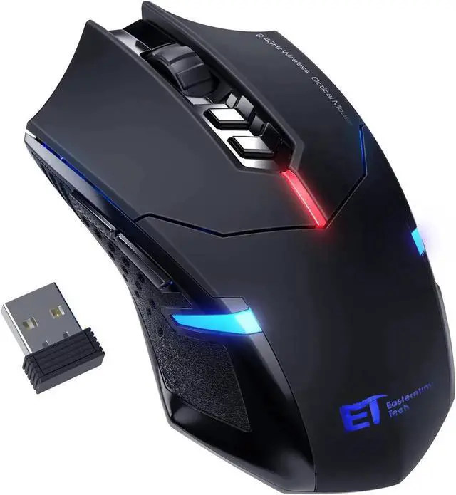 Main image of RGB Wireless Gaming Mouse- USB Cordless PC Computer Mice with RGB Backlit, Ergonomic Silent Gamer Laptop Mouse with 7 Silent Click Buttons, 5 Adjustable DPI Plug & Play for PC, Windows, Mac (Black)