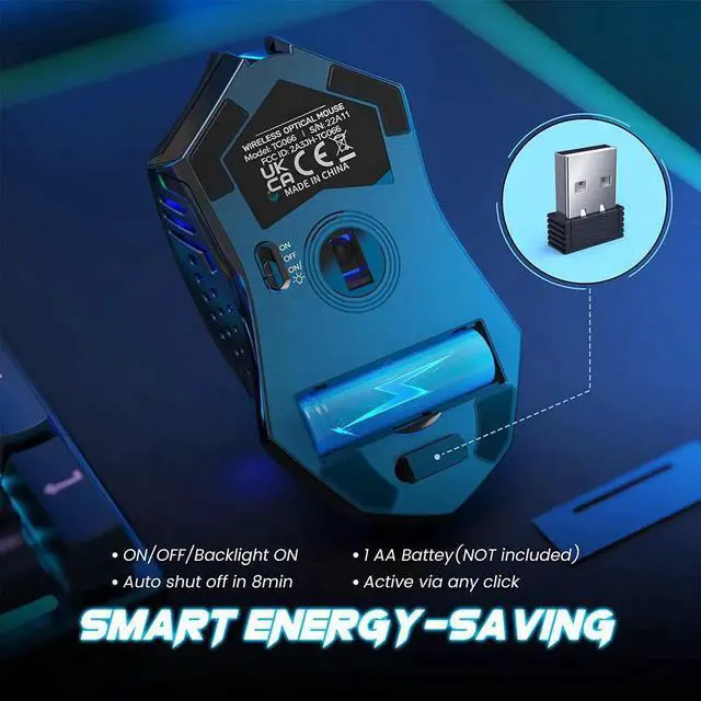 Alt view image 4 of 7 - RGB Wireless Gaming Mouse- USB Cordless PC Computer Mice with RGB Backlit, Ergonomic Silent Gamer Laptop Mouse with 7 Silent Click Buttons, 5 Adjustable DPI Plug & Play for PC, Windows, Mac (Black)