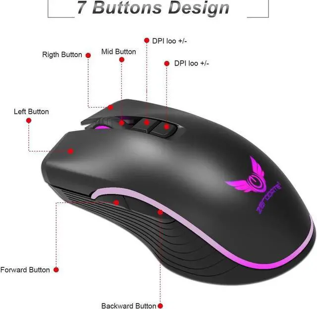 Alt view image 4 of 7 - Zerodate T26 Wireless Charging Mouse for 2.4G with Type C Fast Charger Interface Portable for Office Household Computer Accessory