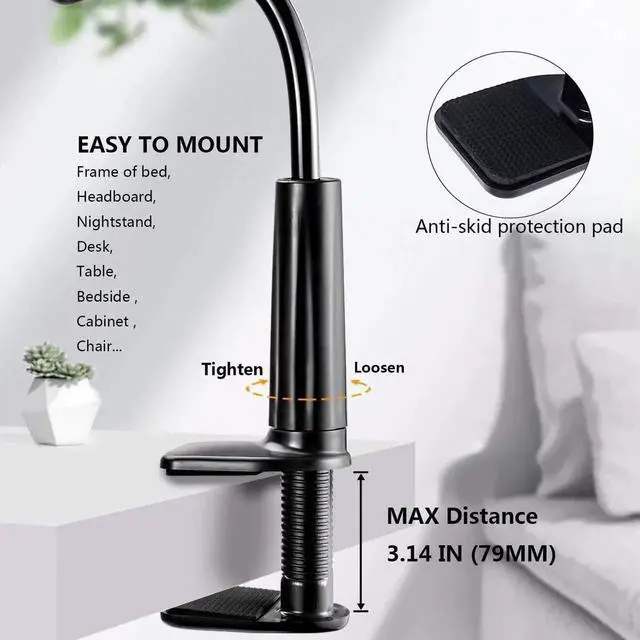 Alt view image 7 of 7 - Gooseneck Tablet Stand,Tablet Holder Mount, 360° Flexible Long Arm Lazy Cell Phone Holder for Desk Tablet Mount Bed Stand Compatible with iPad,iPhone,Samsung,Kindle and More 4.7"-10.6" Device, Black