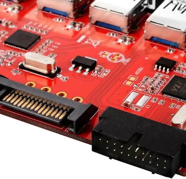 Alt view image 4 of 5 - 5 Ports USB 3.0 Hub PCI E Add On Card Controller SATA 3 PCIE SATA3 PCIE/PCI-E SATA Card/Expansion/Multiplier PCI Express SATA