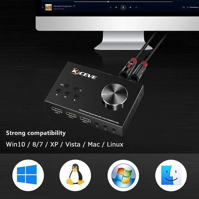 Alt view image 2 of 6 - USB Volume Control Knob Multimedia Audio Controller USB Hub with Audio Adapter External Sound Card with 3.5mm Headphone Microphone Jack for Windows, Mac, Linux, PC, Laptop, Desktop