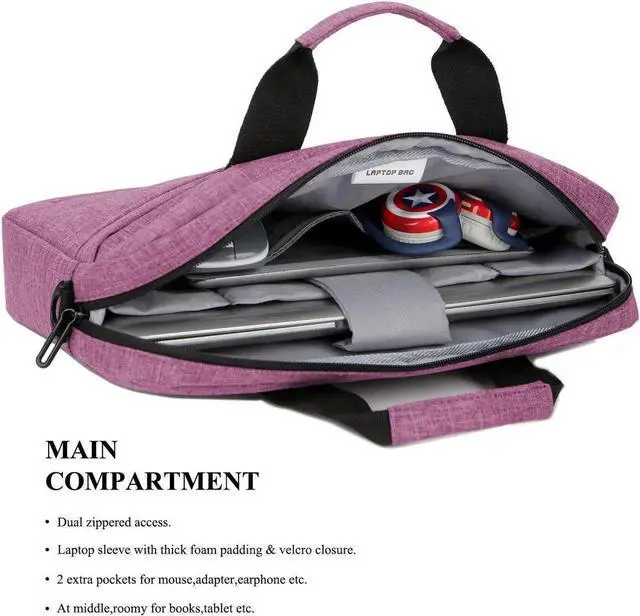 Alt view image 6 of 7 - 13"Laptop Shoulder Bag Messenger Bag for Macbook Air PRO Retina Laptop / Notebook / MacBook / Ultrabook / Chromebook Computers,(13-13.3 Inch,Purple)