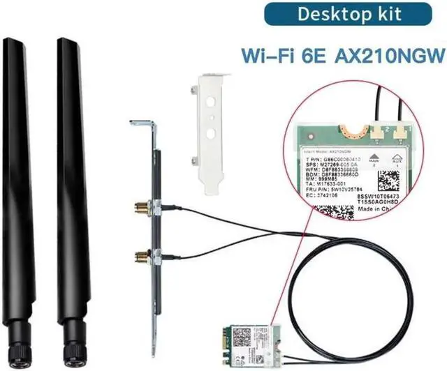 Alt view image 4 of 7 - M.2 Desktop Kit Intel AX210 Dual Band wifi Card Wi-Fi 6E AX210NGW M.2 Wifi Bluetooth 5.2 card Wireless Network 802.11ax Adapter for Windows 10