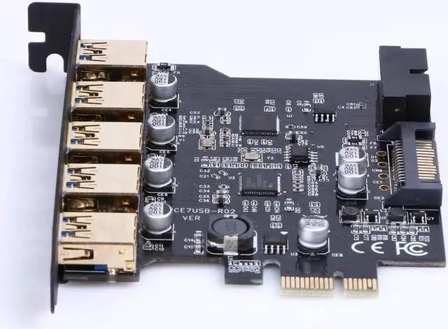 Alt view image 3 of 5 - Speed PCI-E to USB 3.0 19-Pin 5 Port PCI Express Expansion Card Adapter SATA 15Pin Connector with Driver CD for Desktop