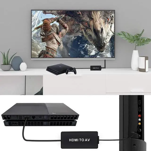 Alt view image 3 of 7 - HDMI to RCA Converter, HDMI to AV Composite Video Audio Converter Adapter, Supports PAL/NTSC for PS One, PS2, PS3, Nintendo 64, STB, VHS, VCR, Blue-Ray DVD Players Projector