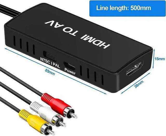 Alt view image 4 of 7 - HDMI to RCA Converter, HDMI to AV Composite Video Audio Converter Adapter, Supports PAL/NTSC for PS One, PS2, PS3, Nintendo 64, STB, VHS, VCR, Blue-Ray DVD Players Projector
