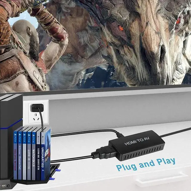 Alt view image 2 of 7 - HDMI to RCA Converter, HDMI to AV Composite Video Audio Converter Adapter, Supports PAL/NTSC for PS One, PS2, PS3, Nintendo 64, STB, VHS, VCR, Blue-Ray DVD Players Projector