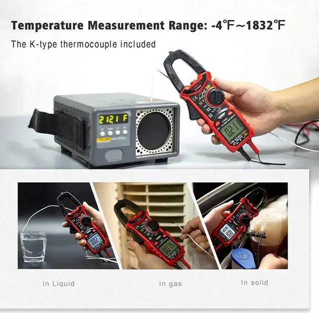 Alt view image 4 of 7 - Digital Clamp Meter T-RMS 6000 Counts, Multimeter Voltage Tester Auto-ranging, Measures Current Voltage Temperature Capacitance Resistance Diodes Continuity Duty-Cycle (AC Clamp Meter)