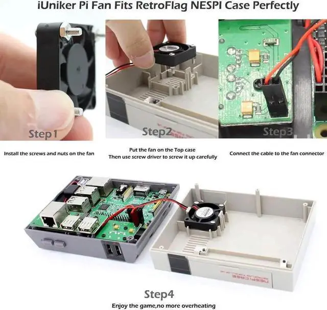 Alt view image 4 of 7 - Raspberry Pi Fan,Raspberry Pi Cooling Fan 30x30x7mm Brushless CPU Cooling Fan for Raspberry Pi 3 B+, Pi 3, Pi 2, Pi 1 B+, RetroFlag NESPI Case
